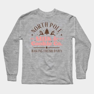 Vintage Christmas North Pole Milk and Cookie Co Long Sleeve T-Shirt